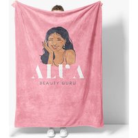 Aperturee Custom Name Pink Beauty Guru Girl Pattern Blanket | Custom Baby Blankets | Custom Blanket With Pictures | Custom Blanket With Name