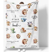 Aperturee White Cute Floral Animals Pattern Text Baby Blanket | Custom Printed Blanket | Custom Blanket With Pictures | Custom Name Blankets