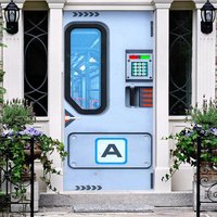 Aperturee Blue Modern Sci-Fi Space Gate Birthday Door Cover, 30x80 Inch, 28.48 USD, party door covers, YZMZ0O18-A