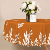 Aperturee Modern Abstract Round Tablecloth with Brown and White Grass Pattern, for Neutral and Natural Dining Decor, Diameter 48inch