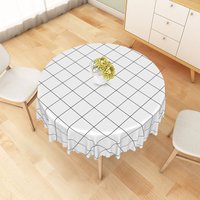 Aperturee Black and White Checkered Grid Round Tablecloth, for Modern Farmhouse and Racing Themed Party Decor, Diameter 48inch