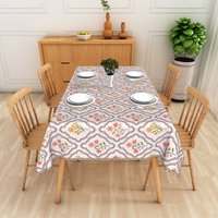 Aperturee Floral Frame Rectangle Tablecloth, Elegant Bouquet Pattern Table Cover Studio