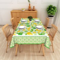 Aperturee Lemon and Lime Rectangle Tablecloth, Citrus Fruit Pattern Table Cover Art