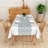 Aperturee Teal Geometric Herringbone Rectangle Tablecloth Styling Background