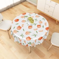 Aperturee Watercolor Peach Fruit Pattern Round Tablecloth, High-Resolution Fruit Design Table Cover for Decor