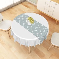 Aperturee Grey Chevron Stripe Runner Style Round Tablecloth, Modern Geometric Pattern for Wedding and Home, Photography Staging Prop