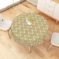 Aperturee Mustard Yellow Geometric Chevron Round Tablecloth Modern Zigzag Line Table Cover for Interior Photography