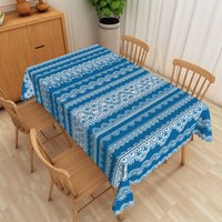 Aperturee Vintage Blue and White Floral Rectangle Tablecloth, for French Country and Shabby Chic Kitchen Decor, 52x70in (WxH)