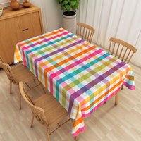 Aperturee Multicolored Checkered Rectangle Tablecloth, for Vibrant and Fun Birthday or Pride Party Decorations, 52x70in (WxH)