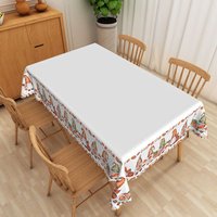Aperturee Autumn Gnome Tablecloth with Fall Leaves in White and Brown, for Thanksgiving and Farmhouse Decor, 52x70in (WxH)