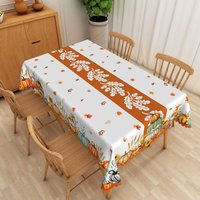 Aperturee Fall Pumpkin Patch and Autumn Leaf Rectangle Tablecloth, for Thanksgiving and Harvest Festival Decor, 52x70in (WxH)