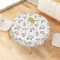Aperturee Pink Rose Floral Bouquet Round Tablecloth Romantic Shabby Chic Table Cover for Portrait and Food Photo