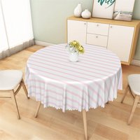 Aperturee Pink and White Striped Round Tablecloth, Clean Geometric Studio Background Prop
