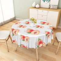 Aperturee Watercolor Peach Fruit Round Tablecloth, Artistic Botanical Studio Prop