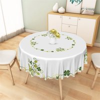 Aperturee St Patricks Day Shamrock Round Tablecloth, Festive Green Clover Prop
