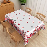 Aperturee Valentine Day Gnome Rectangle Tablecloth, Cute Nordic Elf Heart Table Cover, Character Photo Prop