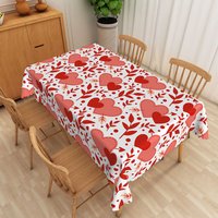 Aperturee Cupid Arrow Heart Rectangle Tablecloth, Red Pink Love Table Cover, Holiday Theme Studio Prop