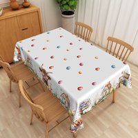 Aperturee Religious Easter Scene Rectangle Tablecloth, He Is Risen Bunny Egg Table Cover, Storytelling Photo Prop
