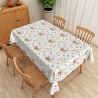Aperturee Bunny Nest Easter Egg Rectangle Tablecloth, Cute Rabbit Hanging Egg Table Cover, Storytelling Photo Prop