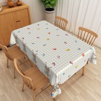 Aperturee Beige Gingham Bunny Rectangle Tablecloth, Rustic Plaid Rabbit Floral Table Cover, Country Studio Prop
