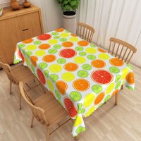 Aperturee Orange and Lime Citrus Rectangle Tablecloth, Summer Grapefruit Fruit Table Cover, Colorful Studio Backdrop