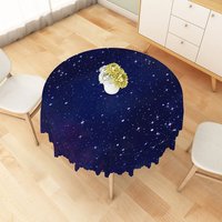 Aperturee Navy Blue Starry Sky Round Tablecloth, Deep Space Universe Galaxy Theme for Dinner Party Decoration, Photography Gear