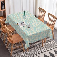 Aperturee Modern Botanical Leaf Rectangle Tablecloth in Dusty Blue, Simple Scandinavian Style for Kitchen Dining Decor, 52x70in (WxH)