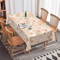 Aperturee Rustic Floral Rectangle Tablecloth, Orange and Green Botanical Print, Simple Bohemian Farmhouse Decor, 52x70in (WxH)