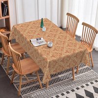 Aperturee Vintage Damask Rectangle Tablecloth, Elegant Orange Paisley Pattern, Formal Farmhouse Dining Table Decor, 52x70in (WxH)