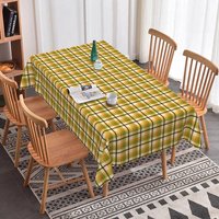 Aperturee Green and Orange Plaid Rectangle Tablecloth, Classic Tartan Grid Pattern, Fall Picnic Rustic Kitchen Dining Room Decor, Rustic Style Prop