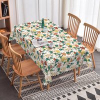 Aperturee Colorful Garden Floral Rectangle Tablecloth Red Yellow Green Flower Pattern Dining Cover Decor
