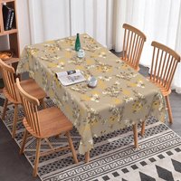 Aperturee Neutral Taupe Floral Sketch Rectangle Tablecloth Brown Wildflower Branch Pattern Dining Cover