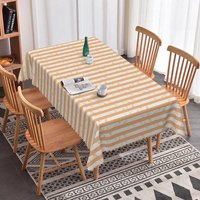 Aperturee Orange White Striped Rectangle Tablecloth Rustic Distressed Grunge Pattern Dining Cover Decor