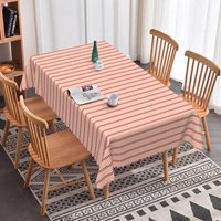 Aperturee Pink Red Striped Rectangle Tablecloth Simple Geometric Line Pattern for Valentine Day Birthday Kitchen Decor, Modern Abstract Prop