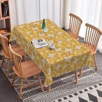 Aperturee Mustard Yellow Floral Rectangle Tablecloth White Vine Pattern for Fall Thanksgiving Dining Room Decoration, Warm Tone Photo Backdrop