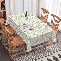 Aperturee Pink Wildflower Rectangle Tablecloth Spring Summer Dining Prop