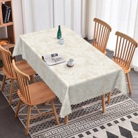 Aperturee Beige White Fern Leaves Rectangle Tablecloth Neutral Studio Prop