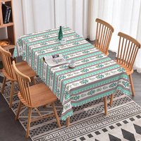 Aperturee Floral Striped Boho Rectangle Tablecloth Country Pattern Prop