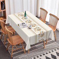 Aperturee Floral Runner Effect Rectangle Tablecloth Printed Runner Prop