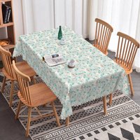 Aperturee Green Leaf Ditsy Rectangle Tablecloth Spring Foliage Prop