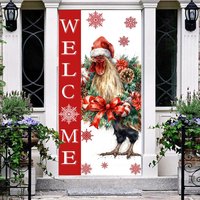 Aperturee White Red Snowy Big Cock Xmas Welcome Door Cover, 30x80 Inch, 28.48 USD, christmas door covers, ZNML152A-A