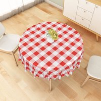 Aperturee Classic Red and White Gingham Round Tablecloth, for Picnic, BBQ, and Farmhouse Kitchen Decor, Diameter 48inch