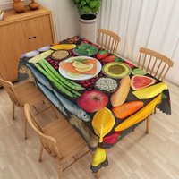 Aperturee Modern Kitchen Tablecloth with Colorful Vegetable Pattern, for Farmhouse Dining and Healthy Eating Decor, 52x70in (WxH)