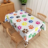 Aperturee Colorful Dog Paw Print Tablecloth for Kids Birthday, Fun Pet Themed Party Supplies and Decorations, 52x70in (WxH)