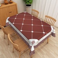 Aperturee Retro Floral Tablecloth with Brown Flowers on White, for Vintage 70s and Farmhouse Kitchen Decor, 52x70in (WxH)