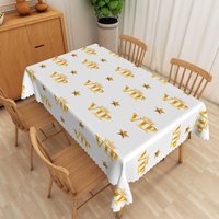 Aperturee VIP Royal Theme Tablecloth with Gold Crown and Stars, for Prince or Princess Birthday Party Decorations, 52x70in (WxH)