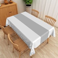 Aperturee Minimalist Dotted Tablecloth in White and Grey, for Modern Scandinavian and Simple Kitchen Dining Decor, 52x70in (WxH)
