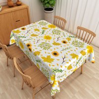 Aperturee Modern Sunflower Tablecloth with Yellow Floral Pattern, for Farmhouse Kitchen, Summer, or Fall Decor, 52x70in (WxH)