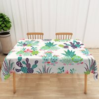 Aperturee Colorful Cactus and Floral Tablecloth, for Fiesta, Cinco de Mayo, or Southwest Desert Themed Party, 52x70in (WxH)