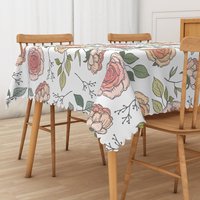 Aperturee Vibrant Floral Tablecloth with Colorful Flowers and Green Leaves, for Summer Party and Outdoor Dining, 52x70in (WxH)